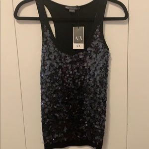 black sequence tank top